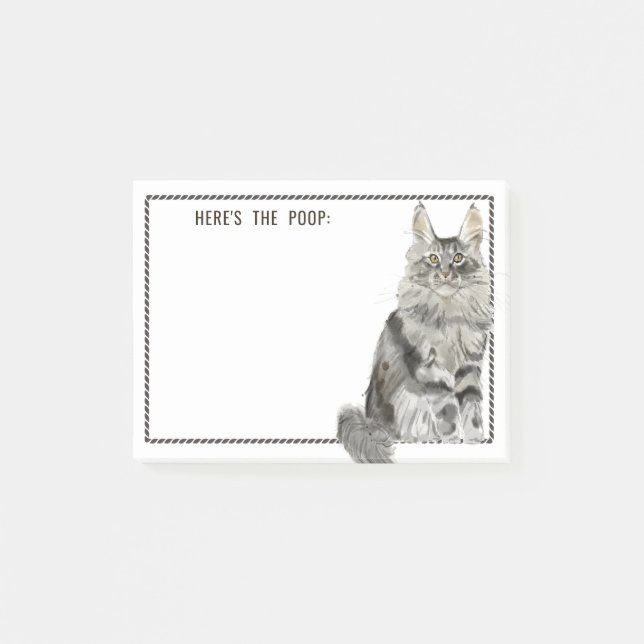 Maine Coon Cat | Lustigt redigerbar text Post-it Block (Framsida)