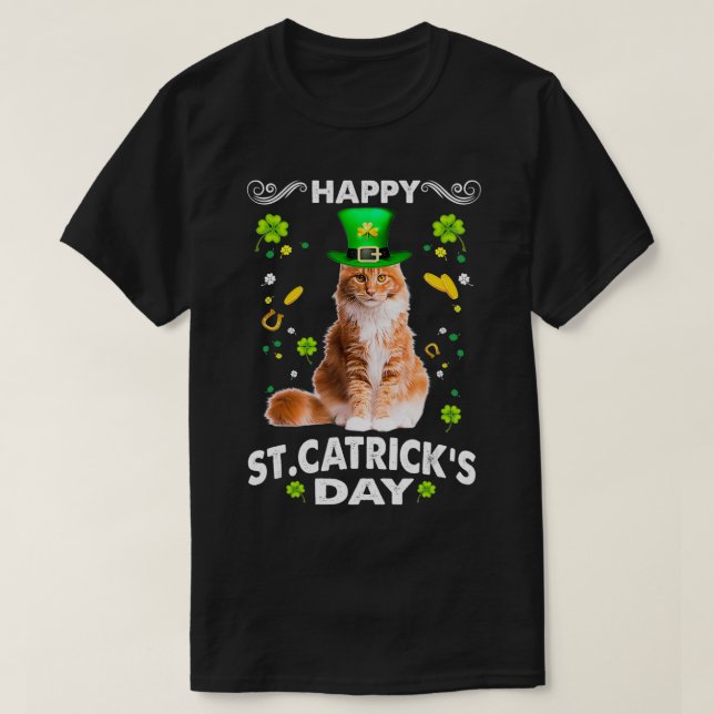 Maine Coon Cat Lycklig St Catricks Day St Patricks T Shirt (Design framsida)