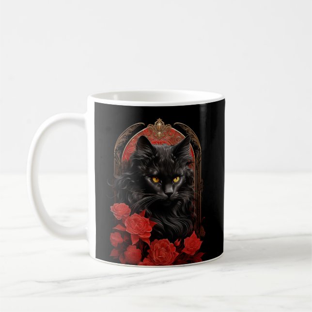 Maine Coon cat med blommor Kaffemugg (Vänster)