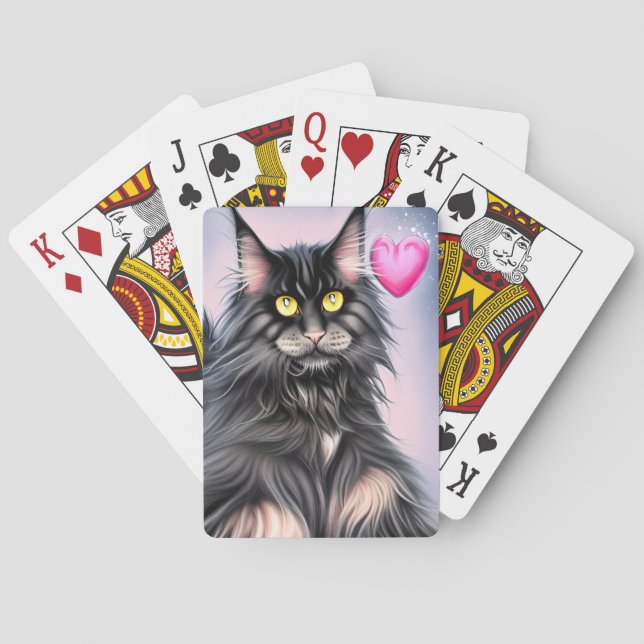 Maine Coon Cat med hjärthjärthjärthjärtans dag Casinokort (Baksidan)