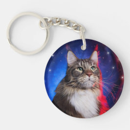 Maine Coon Cat med Rött vitt blått Aura och stjärn