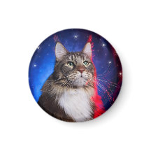 Maine Coon Cat med Rött vitt blått Aura och stjärn