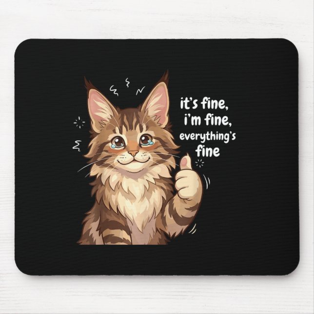 Maine Coon Cat Meme It's Fine I'm Fine Everything' Musmatta (Framsidan)