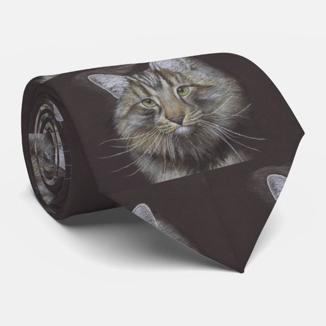 Maine Coon Cat Neck Tie Slips (Rullad)