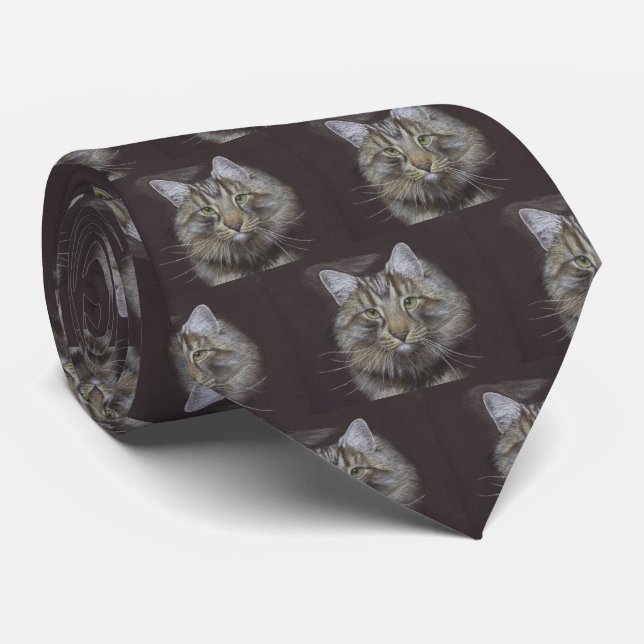 Maine Coon Cat Neck Tie Slips (Rullad)
