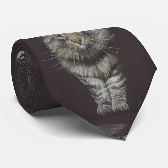 Maine Coon Cat Neck Tie Slips (Rullad)
