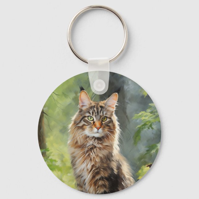 Maine Coon cat Nyckelring (Framsida)