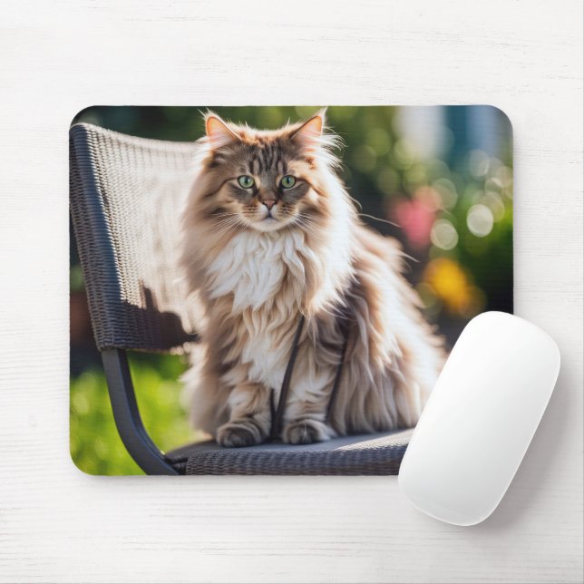 Maine Coon Cat On Ordförande Musmatta (Med mus)