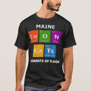 Maine Coon Cat Periodic Bord Inslag Science Jok T Shirt