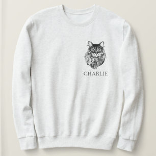 Maine Coon Cat Personlig Hand Teckning T Shirt
