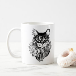 Maine Coon Cat Personlig Teckning Kaffemugg
