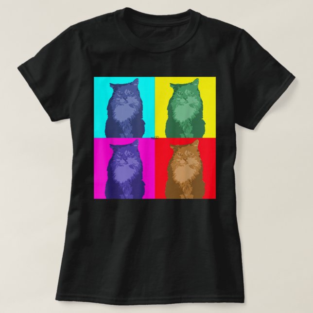 Maine Coon Cat Pop Art t-shirt (Design framsida)