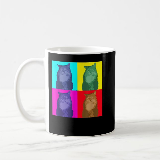 Maine Coon Cat Pop Art t-shirt Kaffemugg (Vänster)