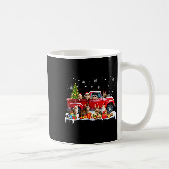 Maine Coon Cat Red Truck Christmas Tree Santa Ugly Kaffemugg (Höger)