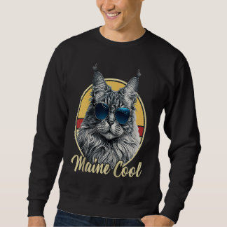 Maine Coon Cat Retro Outfit Maine Cool Animal Kitt Lång Ärmad Tröja