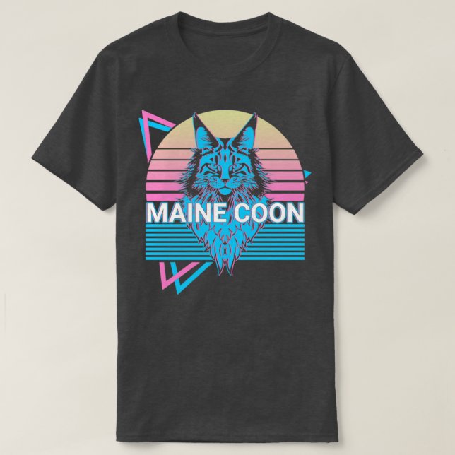 Maine Coon Cat Retro T Shirt (Design framsida)