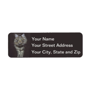 Maine Coon Cat Returadress Etikett