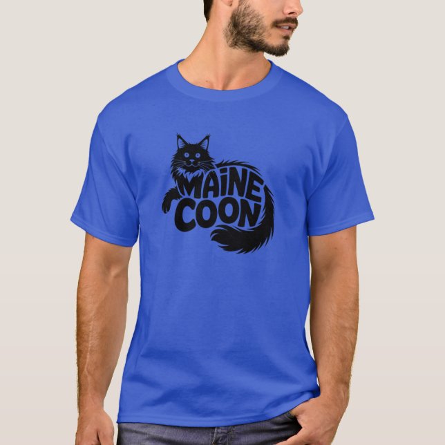 Maine Coon Cat Silhouette T Shirt (Framsida)