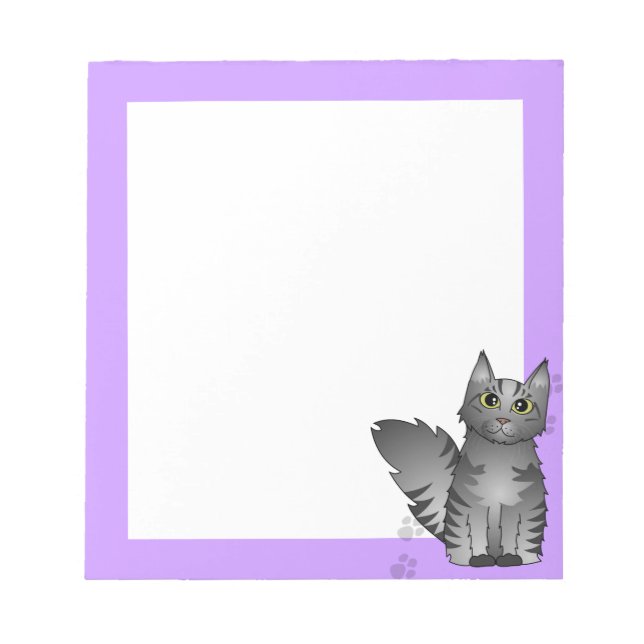 Maine Coon Cat - Silver Grått Tabby Anteckningsblock (Framsida)