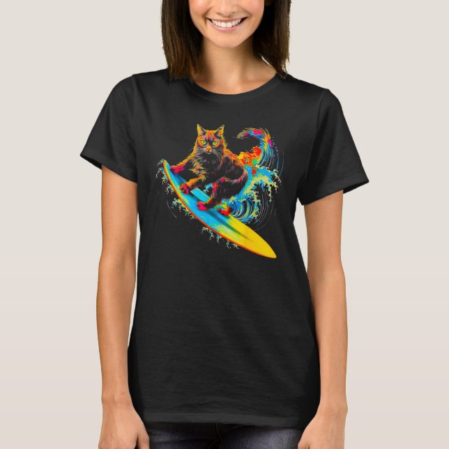 Maine Coon Cat Surf T Shirt (Framsida)