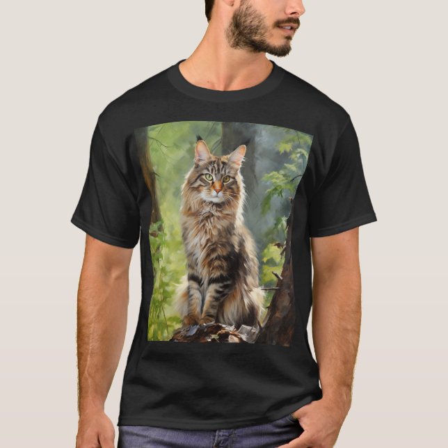 Maine Coon cat T Shirt (Framsida)