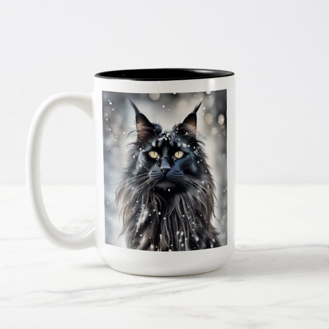 Maine Coon Cat Två-Tonad Mugg (Vänster)