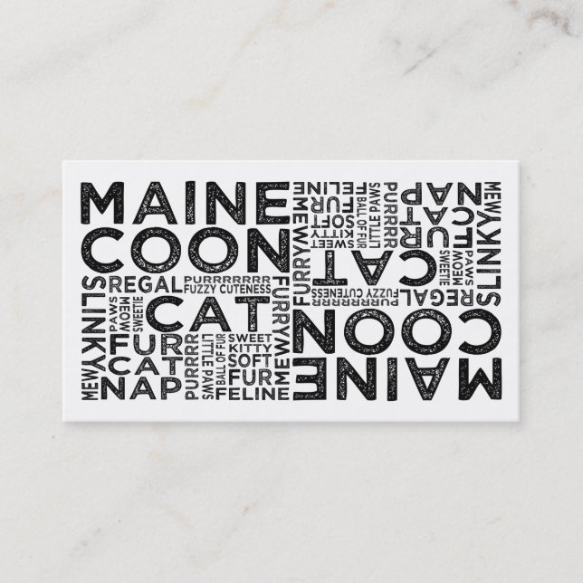 Maine Coon Cat Typography Visitkort (Framsida)