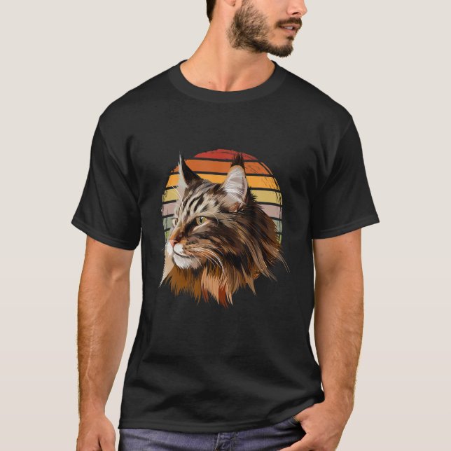 Maine Coon Cat Vintage Retro T Shirt (Framsida)