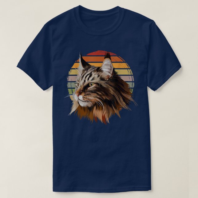 Maine Coon Cat Vintage Retro T Shirt (Design framsida)