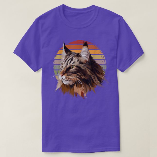 Maine Coon Cat Vintage Retro T Shirt (Design framsida)