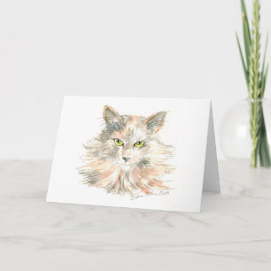 Maine Coon Cat Watercolor ard Kort