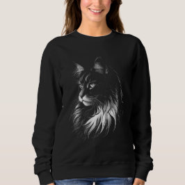 Maine Coon Cat Women's Black Sweatshirt T Shirt