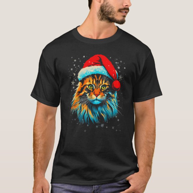 Maine Coon Cat Xmas T Shirt (Framsida)