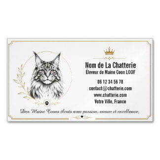 Maine Coon Chatterie LOOF Personnalisée Moderne Magnetiska Visitkort