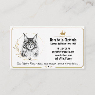 Maine Coon Chatterie LOOF Personnalisée Moderne Visitkort