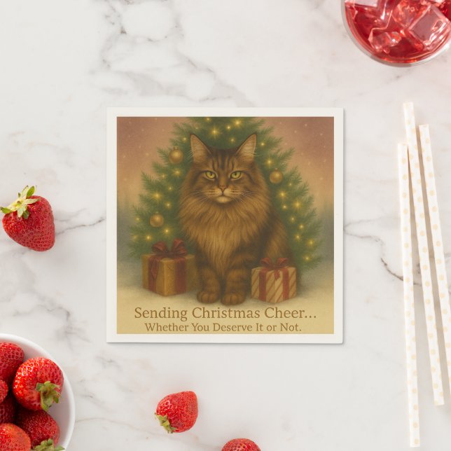 Maine Coon Christmas Napkins | Funny Holiday Table Pappersservett (Insitu)
