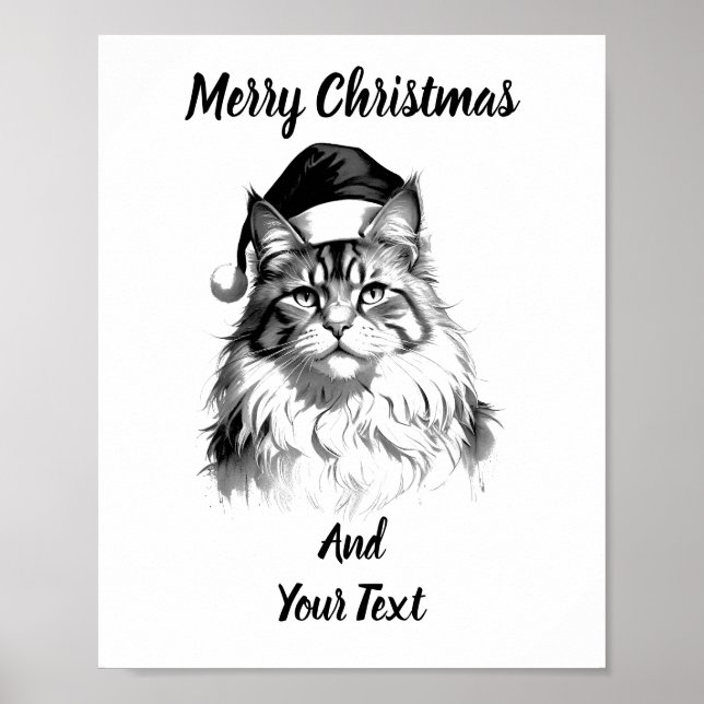 Maine Coon Christmas Poster Instant Download (Framsidan)