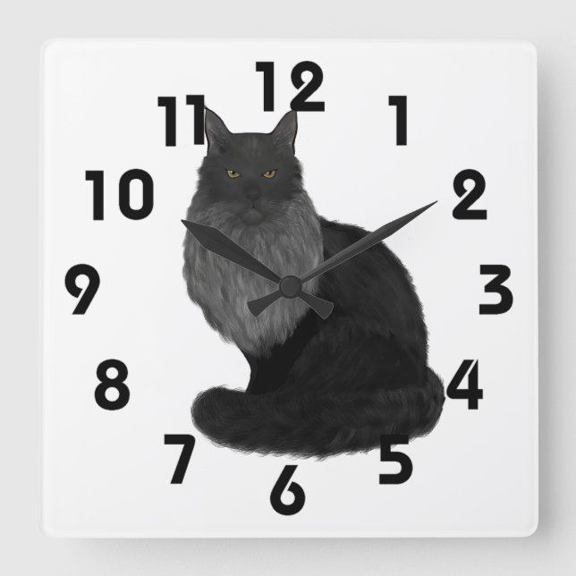 Maine Coon Clock Fyrkantig Klocka (Framsida)