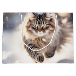 Maine Coon Dash genom Snö