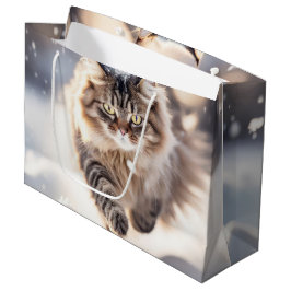 Maine Coon Dash genom Snö