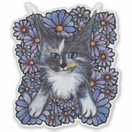 Maine Coon Dilute Calico Cat Lila Daisy Klistermärken