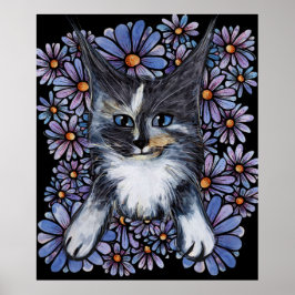Maine Coon Dilute Calico Cat Lila Daisy Poster