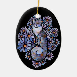 Maine Coon Dilute Calico Cat Lila Julgransprydnad Keramik