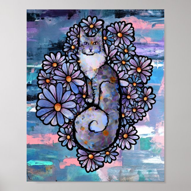 Maine Coon Dilute Calico Cat Lila Poster (Framsidan)