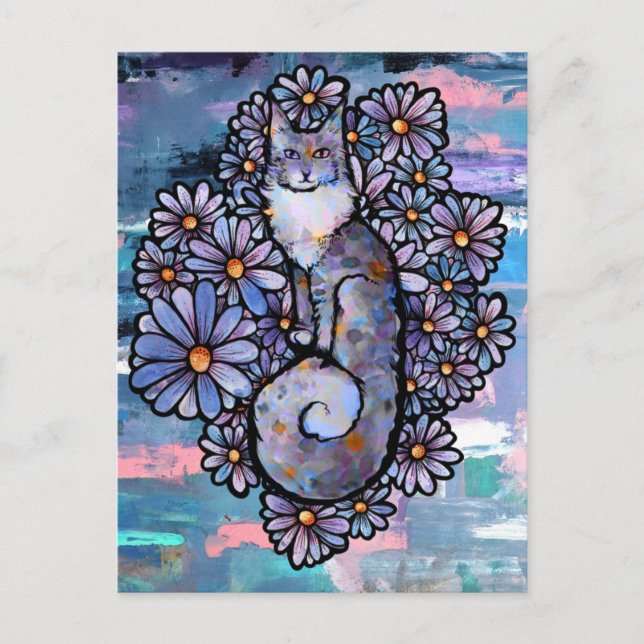 Maine Coon Dilute Calico Cat Purple                Vykort (Framsida)