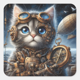 Maine Coon Explorer Fyrkantigt Klistermärke