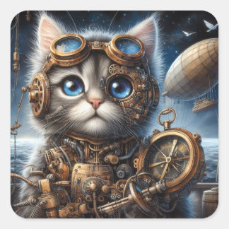 Maine Coon Explorer Fyrkantigt Klistermärke