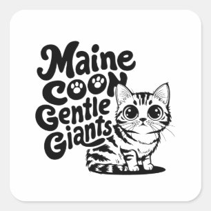 Maine Coon Gentle Giants Cat Fyrkantigt Klistermärke