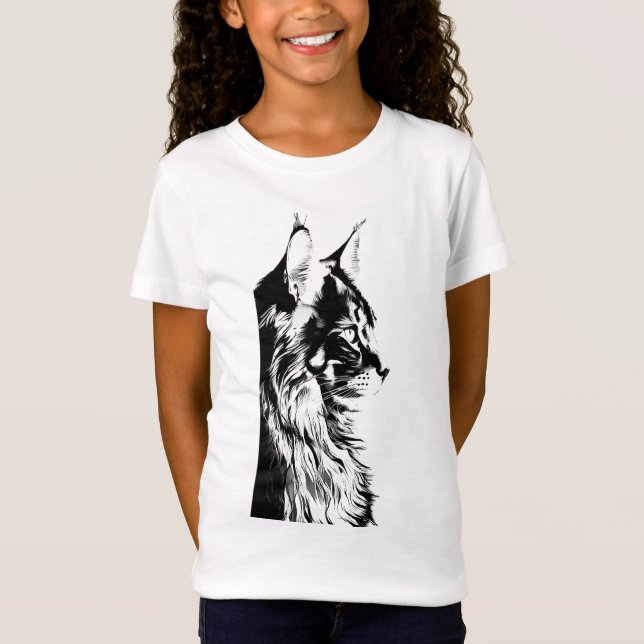 Maine Coon Girl's White Jersey T-Shirt Kids (Framsida)
