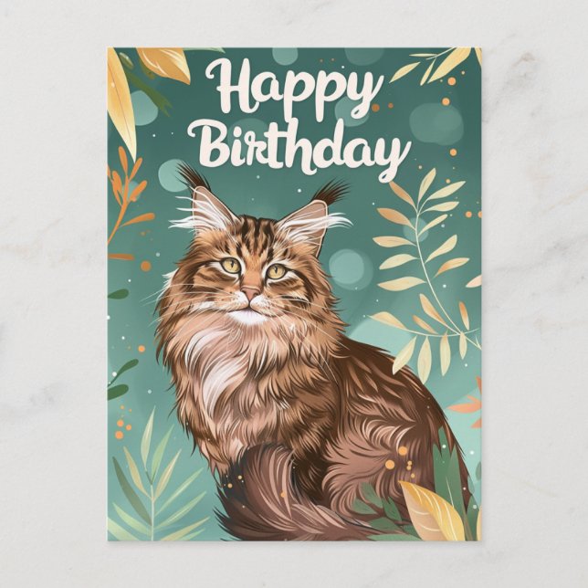 Maine Coon Grattis på födelsedagen Vykort (Framsida)